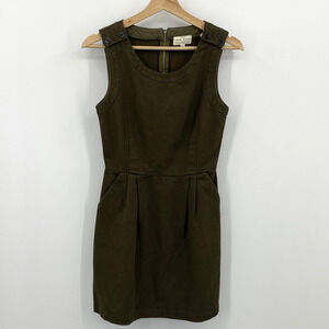 Jack Wills Dress Size 4 Green Pockets Sleeveless Canvas Nautical Buttons